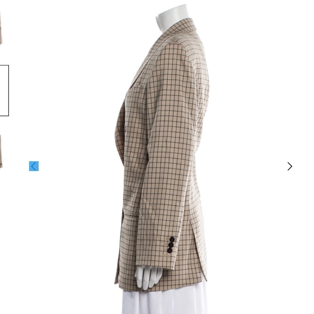 Theory Wheat Grid Pattern Wool Blend Double-Breas… - image 6